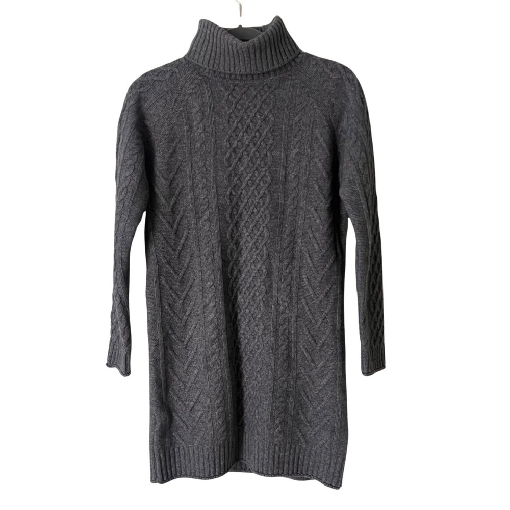 NWT Liny Xin 100% Merino Wool Gray Turtleneck Sweater Mini Dress, Medium
